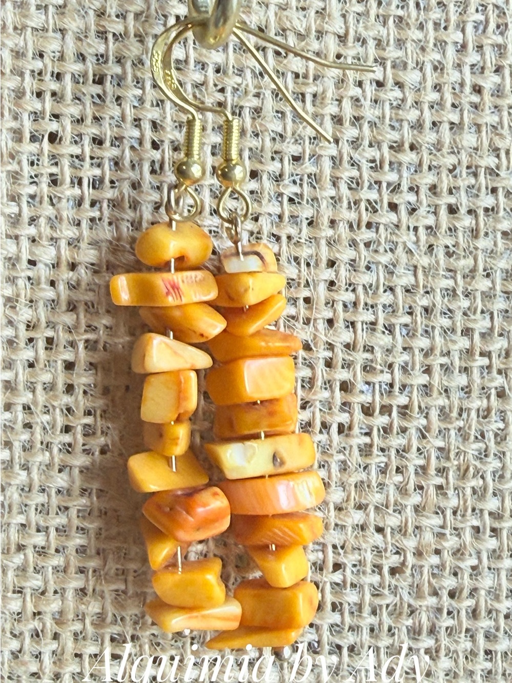 Alquimia Gold Hook Yellow Jasper Chip Dangle Earrings